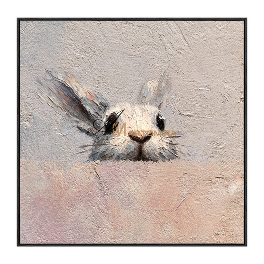 Kaninchenbild | Tiergemälde | Rosa Wandbild | Großes Tierbild auf Leinwand | Acrylfarbe #CA085