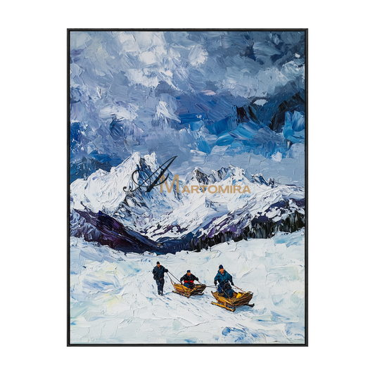 Snow Mountain Painting | Mountain Wall Art | Landscape Wall Art For Living Room | Contemporary Wall Decor #CL094