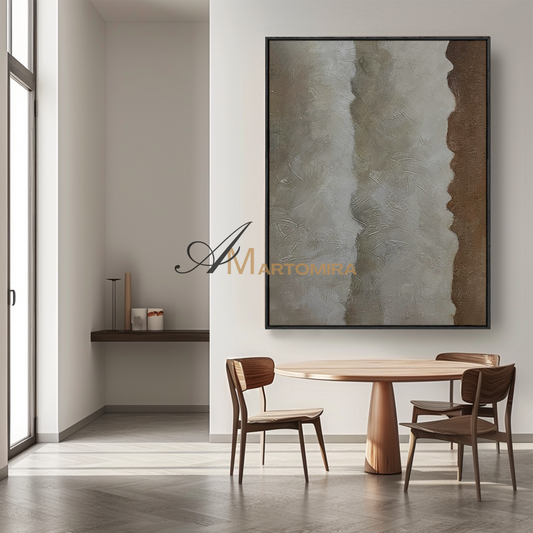 Lukisan Lanskap Abstrak | Lukisan Lanskap Pantai | Seni Dinding Kanvas Netral #MF147