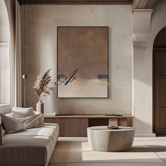 Wabi-Sabi Wall Art | Abstract On Canvas Paintings | Brown And Beige Wall Art #MF113