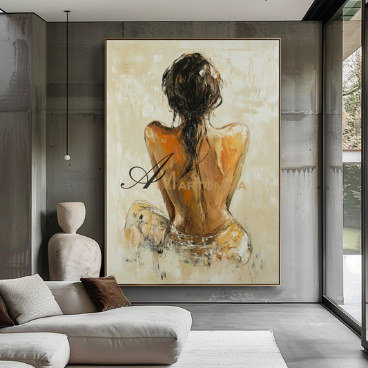 Seni Lukis Wanita | Lukisan Punggung Wanita | Seni Dinding Feminin untuk Kamar Tidur | Dekorasi Seni Dinding #AP131