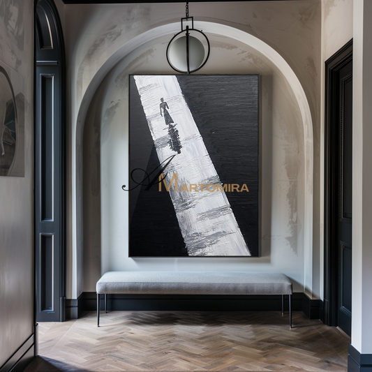 Abstract Wall Art | Contemporary Wall Decor | Black And White Abstract Painting | Minimalist Wall Art #MF126