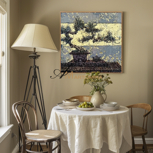 Abstrakte Blumenbilder | Leinwandbilder für die Wand | Bonsai-Baum-Gemälde #MF085