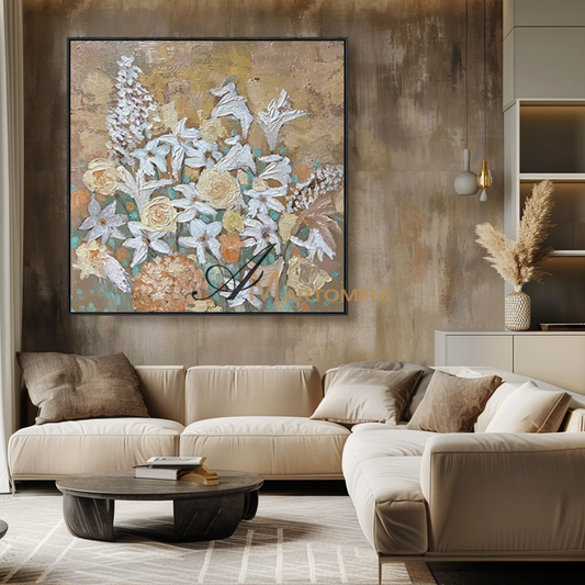 Acrylic Flower Painting | Colorful Abstract Painting | Large Canvas Floral Wall Art #MF086