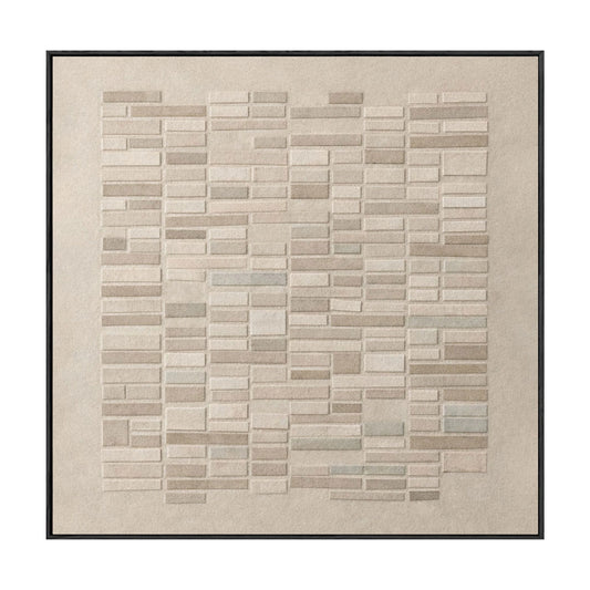 Minimalist Geometric Block Pattern Neutral Textured Wall Art in Soft Beige, Warm Brown, Light Grey, Medium Grey Tones Modern Abstract Decor for Office, Hallway, Dining Room, Bedroom, Living Room