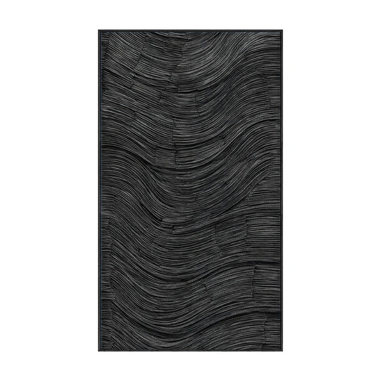 Modern Minimalist Dark Grey Black Abstract Textured 3D Relief Wave Line Wall Art for Office Hallway Living Room Bedroom Dining Room