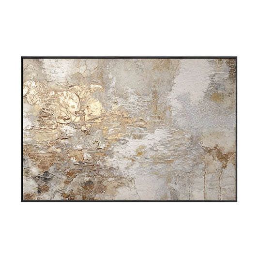 Elegant Neutral Abstract Textured Wall Art Modern Earthy Beige Brown Gold Light Grey Canvas Painting for Contemporary Home Office Decor, Soft Vintage-Inspired Minimalist Landscape Feel with Thick Layered Knife/Brush Impasto Work