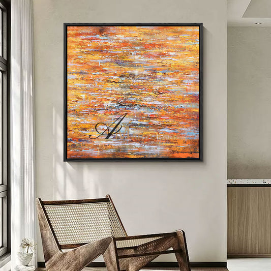 Farbenfrohe abstrakte Kunst | Quadratische Wandkunst | Moderne abstrakte Kunst | Abstrakte Strukturwandkunst #DF003