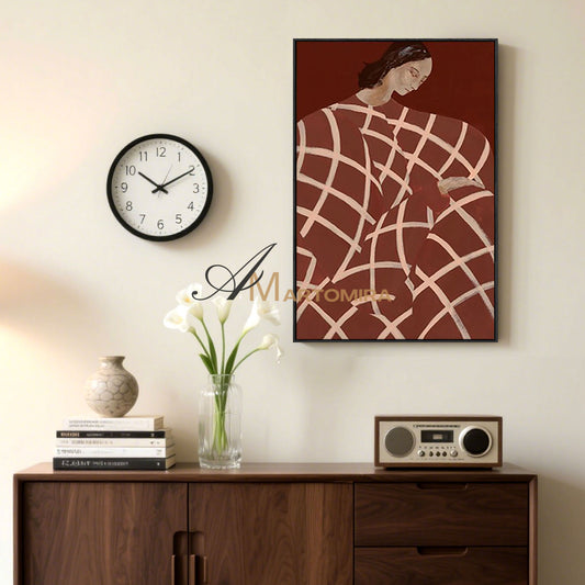 Women Painting | Abstract Woman Painting | Woman In Red Painting | Abstract Wall Art Paintings #MF010