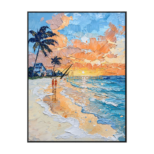 Beach Sunset Painting | Beach Landscape Painting | Landscape Wall Art For Living Room #POS063
