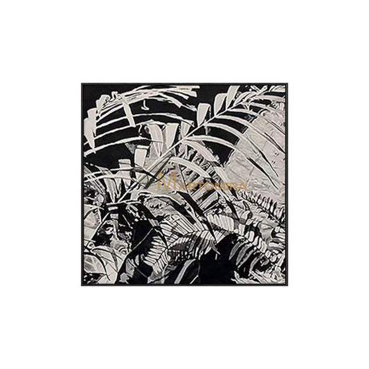 Leaf Painting | Black And White Canvas Art | Abstract Leaf Paintings | Modern Art #MF013