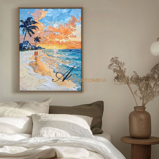 Beach Sunset Painting | Beach Landscape Painting | Landscape Wall Art For Living Room #POS063