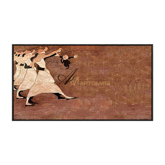 Abstract Wall Art | Large Canvas Wall Art For Living Room | Abstract People Painting | Brown Wall Art #MF015