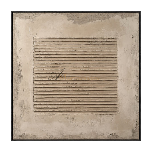 Wabi-Sabi Minimalist Beige Textured Striped Painting | Modern Geometric Line Canvas | Rustic Abstract Wall Art | Minimal Home Decor
