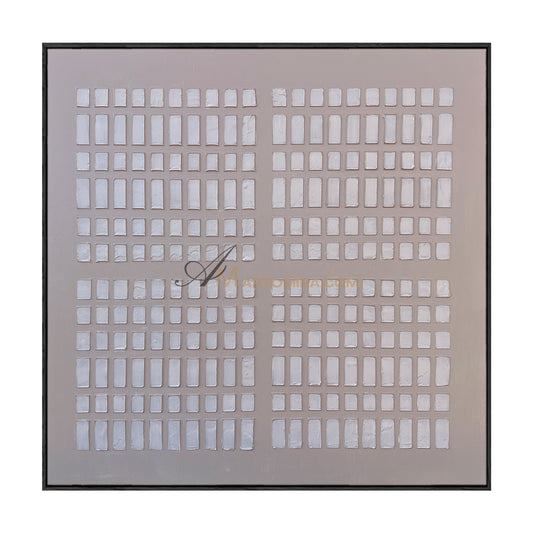 Wabi-Sabi Minimalist Beige Textured Grid Painting | Modern Geometric Square Canvas | Serene Abstract Wall Art | Minimal Home Decor