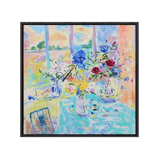 Farbenfrohe Wandkunst | Blumenvasen-Gemälde | Florale Wandkunst | Leinwandbild-Wanddeko #DF038