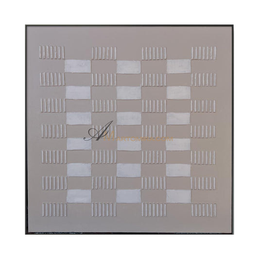 Wabi-Sabi Minimalist Textured Grid Painting | Neutral Abstract Canvas Art | Beige Geometric Wall Art | Modern Aesthetic Home Decor #WB002