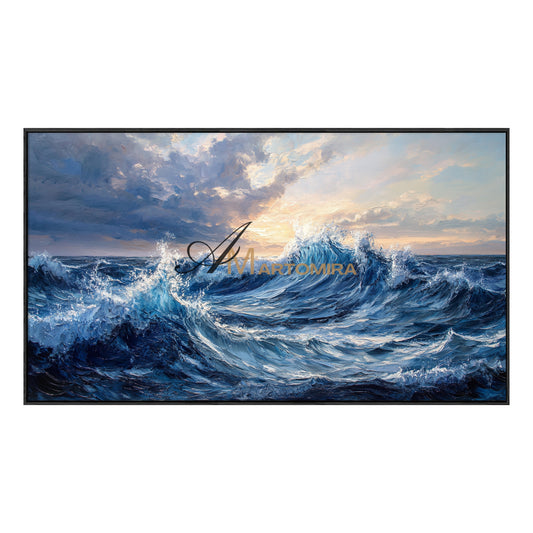 Ocean Wall Art | Blue Ocean Paintings | Landscape Wall Art For Living Room | Large Modern Wall Art #POS074