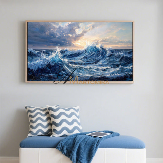 Ocean Wall Art | Blue Ocean Paintings | Landscape Wall Art For Living Room | Large Modern Wall Art #POS074