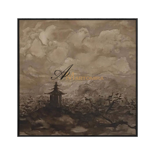 Lukisan Lanskap Abstrak | Seni Dinding Lanskap Besar | Seni Dinding Abstrak Cokelat | Seni Wabi Sabi #MF026