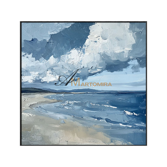 Abstract Landscape Painting | Ocean Wall Art | Blue White Abstract Painting | Contemporary Wall Decor #POS080