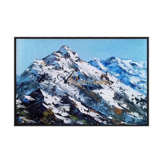 Lukisan Lanskap Abstrak | Seni Dinding Pegunungan | Lukisan Gunung Salju | Seni Dinding Biru #MF033