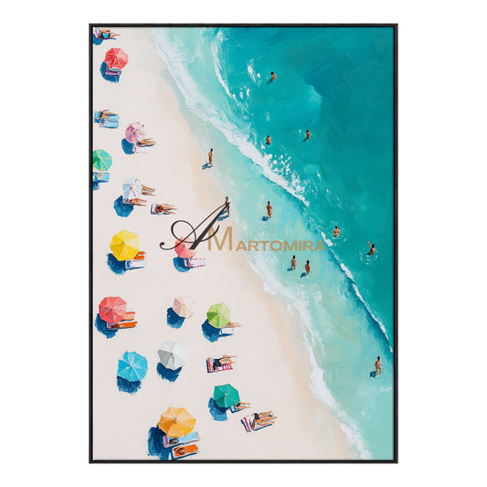 Painting On Beach | Blue Ocean Paintings | Landscape Canvas Oil Painting | Modern Art #POS138