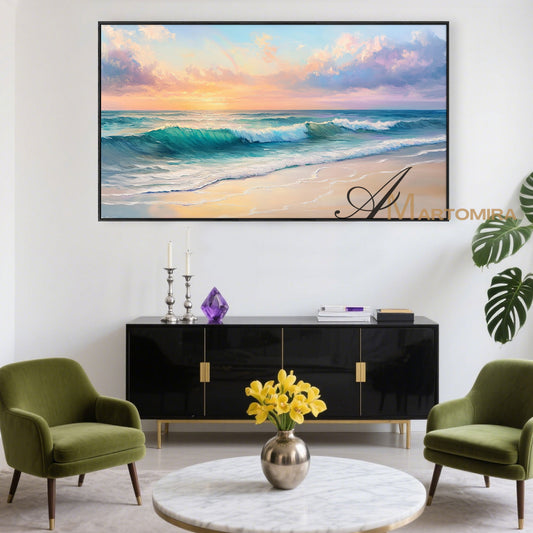 Beach Art Paintings | Paintings Of The Beach At Sunset | Landscape Wall Art | Canvas Wall Decor #POS140