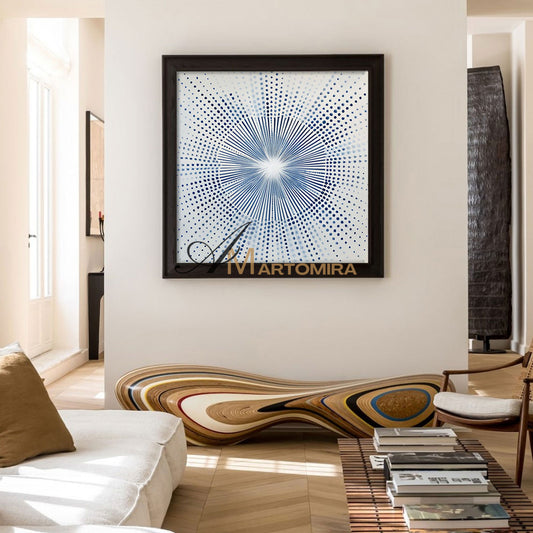 Seni Dekorasi Dinding Modern | Lukisan Abstrak Biru | Seni Geometris Abstrak | Seni Dinding Minimalis untuk Ruang Tamu #AH145