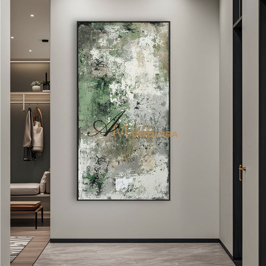 Lukisan Minyak | Dekorasi Dinding Kontemporer | Lukisan Abstrak Hijau | Seni Dinding Abstrak Modern #AH146