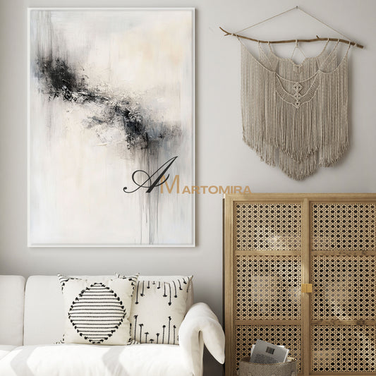 Wabi Sabi Art | Large Abstract Wall Art | Black And White Canvas Art | Abstract Minimalist Wall Art #AH147