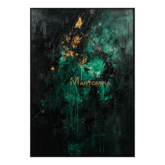 Abstract Art | Canvas Painting Wall Decor | Black And Green Wall Art | Extra Large Framed Wall Art #AH149