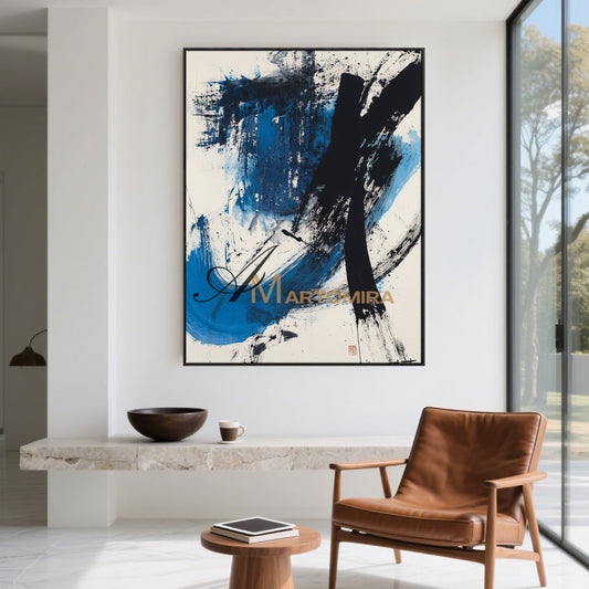 Acrylic Paint | Modern Abstract Wall Art | Blue Abstract Wall Art | Large Canvas For Acrylic Painting #AH150