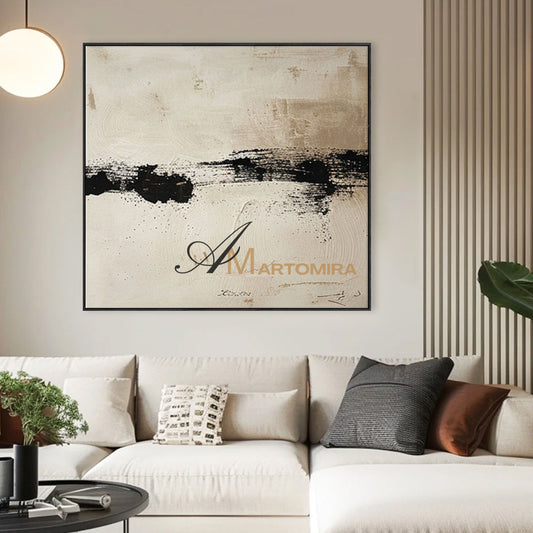 Seni Wabi Sabi | Seni Dinding Beige | Seni Dinding Abstrak Netral | Seni Dinding Abstrak Ekstra Besar #AH151