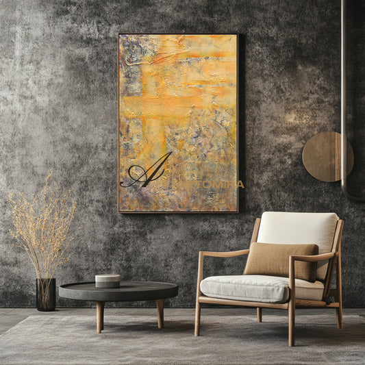 Strukturierte Wandkunst | Abstrakte, strukturierte Leinwandkunst | Goldene Acrylfarbe #DF034