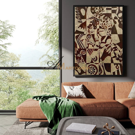 Seni Dinding Abstrak | Seni Dinding Geometris | Seni Geometris Abstrak | Lukisan Abstrak di Atas Kanvas #MF005