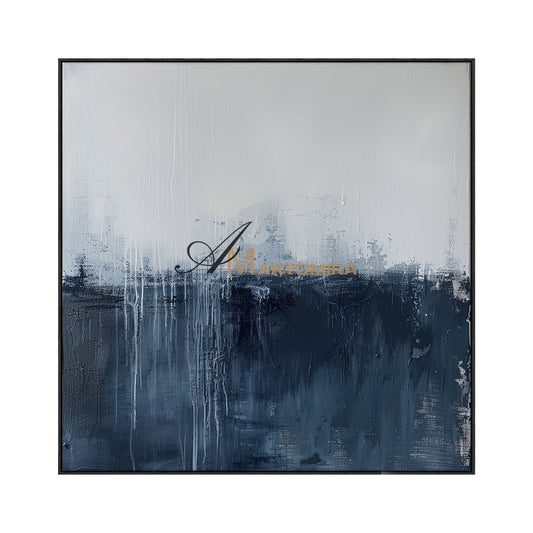Abstract Wall Art | Blue White Abstract Painting | Minimalist Abstract Wall Art | Large Canvas Wall Art #AH152
