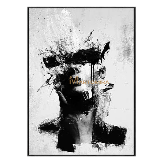 Lukisan Potret | Lukisan Pria Abstrak | Seni Pria Hitam Putih | Dekorasi Dinding #MF054