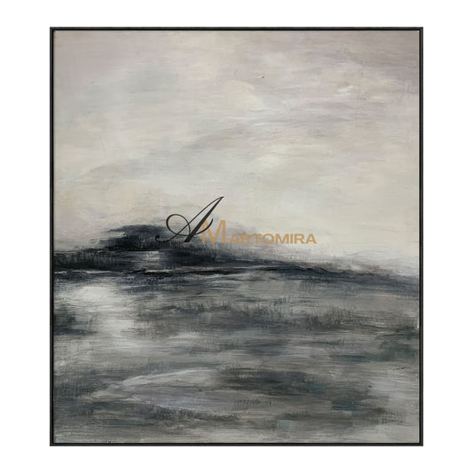 Wabi Sabi Art | Black And White Wall Art | Mountain Landscape Art | Abstract Painting Mountains #NY012