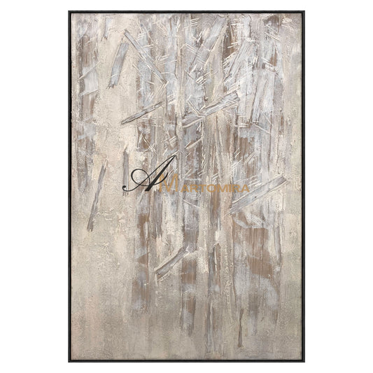 Beige Textured Wall Art | Bamboo Painting | Contemporary Abstract Wall Art | Minimalistic Wall Art #NY014