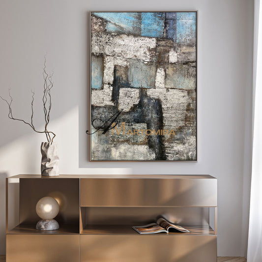 Farbblockmalerei | Großes abstraktes Leinwandbild | Strukturierte Wandkunst | Großes abstraktes Leinwandbild #NY015