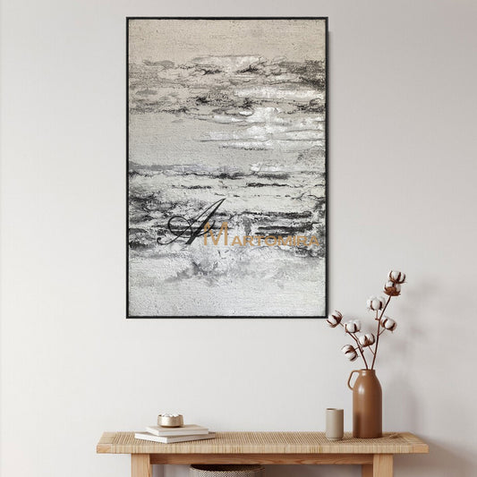 Modern Abstract Paintings | Textured Wall Art | Black And White Wall Art | Neutral Abstract Painting #NY017