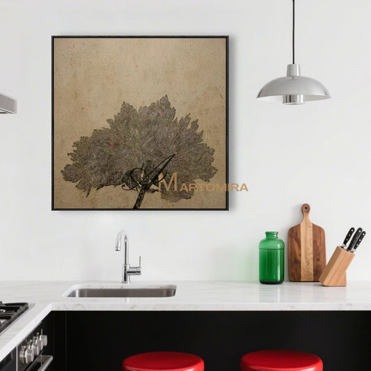 Arte da parete floreale testurizzata Peonia Beige in stile Wabi-Sabi