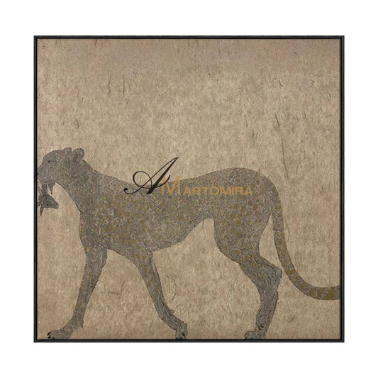 Wabi Sabi Leopardo Beige Miglior Dipinto di Animali