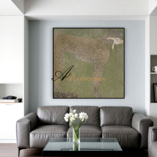 Tiergemälde | Leopardenbild | Wandbild in Braun und Grün | Abstrakte Leinwandkunst #MF072