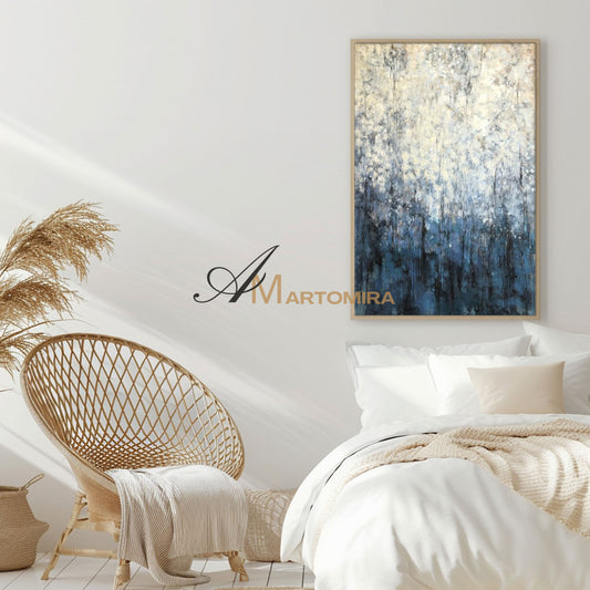 Oil Painting | Contemporary Wall Decor | Blue White Abstract Painting | Abstract Texture Wall Art #SH004