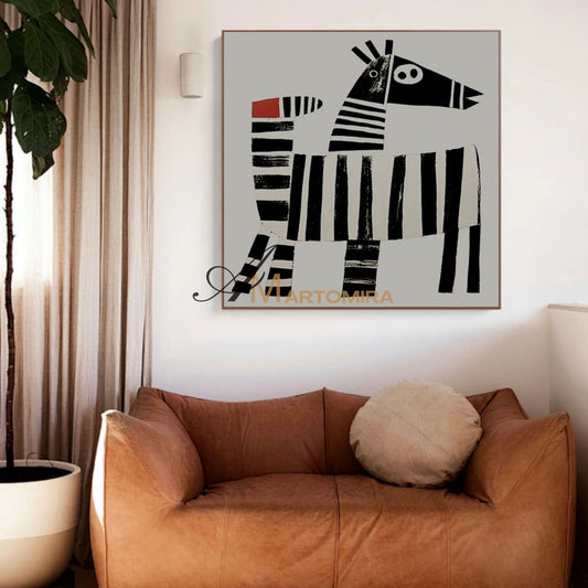 Lukisan Abstrak Modern | Seni Hewan Abstrak | Seni Geometris Abstrak | Lukisan Zebra #MF078