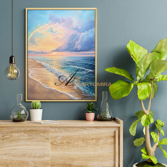 Beach Art Paintings | Paintings Of The Beach At Sunset | Landscape Canvas Painting | Sunset Painting #POS058