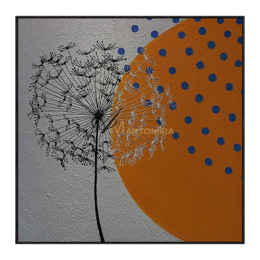 "Abstract Art Paintings | Abstract Painting Floral | Dandelion Painting | Grey Abstract Wall Art " #MF081