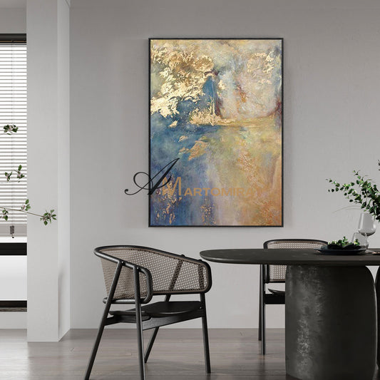 Gold Acrylic Paint | Abstract Wall Art | Handmade Paintings For Living Room | Canvas Wall Art #SH010